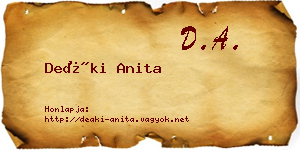 Deáki Anita névjegykártya